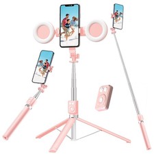 Phone Selfie Stick Tripod with Fill Light Bluetooth Remote for iPhone Android