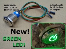 MOTHERBOARD PC ATX COMPUTER CASE GREEN LED BUTTON POWER RESET 19MM NEW 