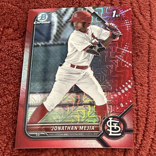 2022 Bowman Chrome 1st JONATHAN MEJIA Red Mojo Refractor /5 Rookie Cardinals - Picture 7 of 11