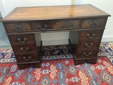 Knee Hole Desk. Mahogany Wood With Leather Top 8 Draws Including A4 File Draw