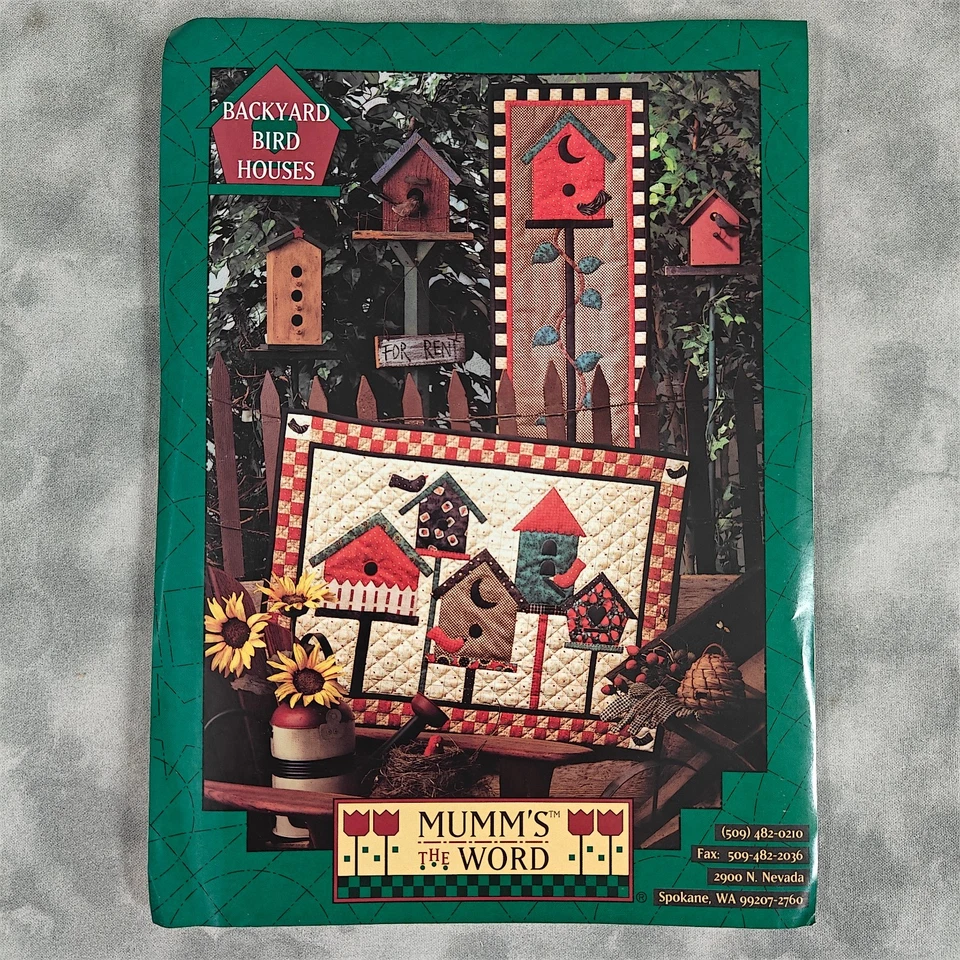 Backyard Birdhouses Quilt Pattern Debbie Mumm 1994 Mumm's The Word 34x25 14x34 - Image 2 of 3