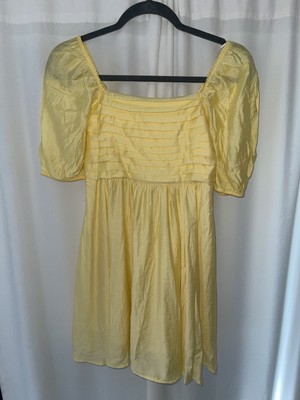 NWT ALTAR'D STATE AMALIA PUFF SLEEVE PLEATED DRESS YELLOW SMALL