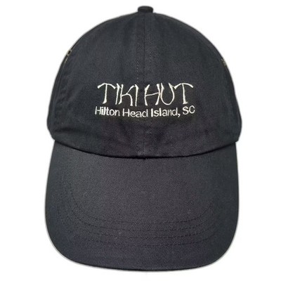 Anvil Tiki Hut Hilton Head Island SC Black Cotton Baseball Cap OS Slideback Hat