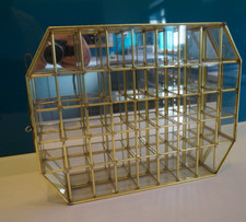 Glass Brass and Mirror Thimble Curio Cabinet Display Stand