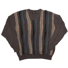 Tosani Canada Sweater Mens L Gray V Neck Pullover Cotton Knit Vintage