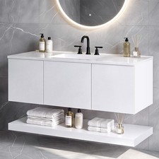 48" Wall Mounted Bathroom Vanity Cabinet, Floating MDF Vanity with 3 Drawers