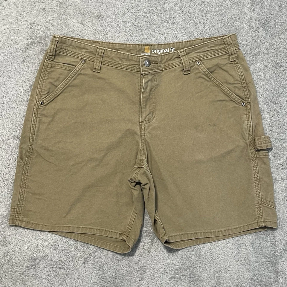 Шорты женские Carhartt 10 бежевые холщовые оригинальный крой брюки плотника - Изображение 3 из 4