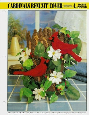 NEW CARDINALS RENUZIT COVER ANNIE'S PLASTIC CANVAS PATTERN INSTRUCTIONS 