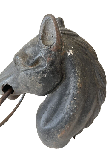 Cast Iron Hitching Post Horse Head Topper Ring Equestrian Farm Vintage Metal - Picture 4 of 15