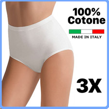 Set 3 slip da donna in 100% COTONE vita alta culotte mutande alte taglie forti 
