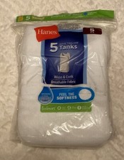 Hanes Tagless Tanks Boys Small 6-8 Ribbed 5 Shirts White NWT