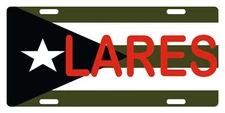 Puerto Rico Flag LARES  License Plate Car Boricua PR Camo Version