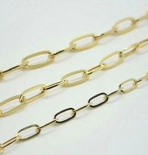 14K Gold Hollow Paperclip Chain Necklace Bracelet 3.3mm 4.2mm 5mm 7" 18" 20"