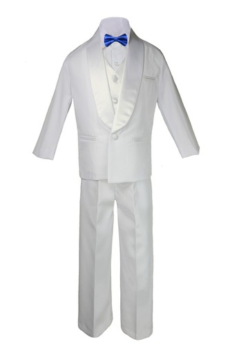 6pcs Boy Teens White Satin Shawl Lapel Suit Tuxedo pick color Satin Bow Tie 8-20 - Picture 23 of 28
