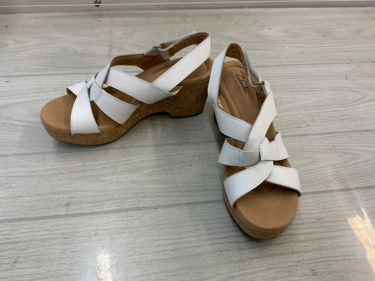 Clarks Collection Beach Wedge Sandal, Women&#039;s Size 9.5 M, White MSRP $95 | eBay