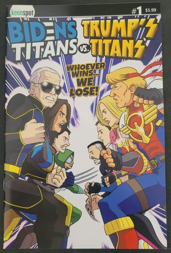 BIDEN'S TITANS vs TRUMP'S TITANS #1 (2024) KEENSPOT COMICS JOHN BARROW!