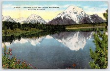 Postcard Jackson Lake Teton Mountains Western Wyoming Posted 1949