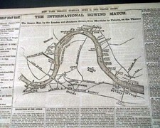 Periódico International Boat Race Atalanta vs. London Crews Remo Támesis 1872