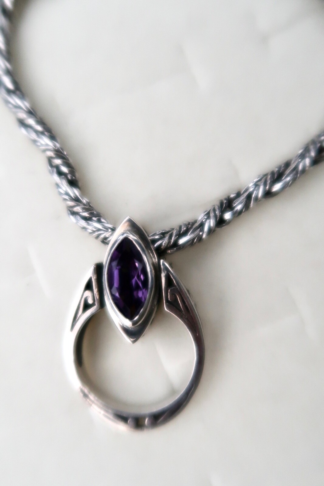 Rare Designed Signed "A" Sterling Silver Amethyst… - image 1