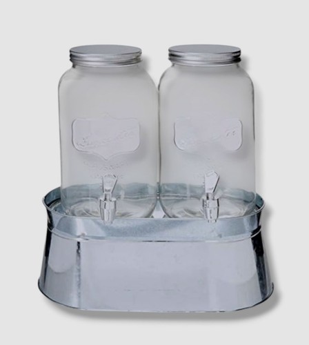 Circle Glass Clear Lancaster Mini Dual Elevated Drink Dispenser. - 第 2/4 張圖片