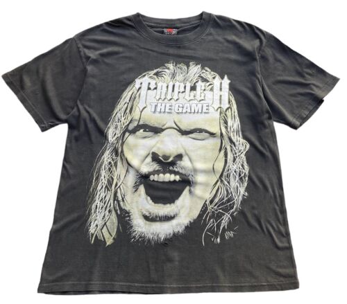 Vintage Triple H WWE Wrestling 90s Black T-shirt Size XL - Picture 1 of 9
