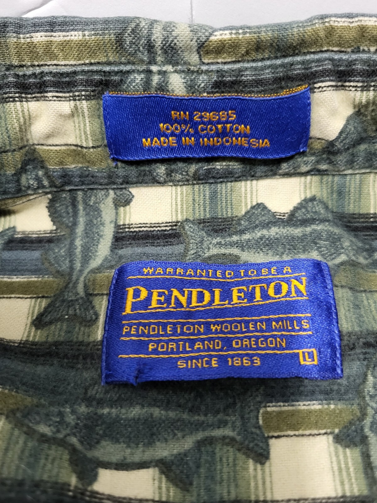 Pendleton Long Sleeve Button Down Cotton Fish Pat… - image 5
