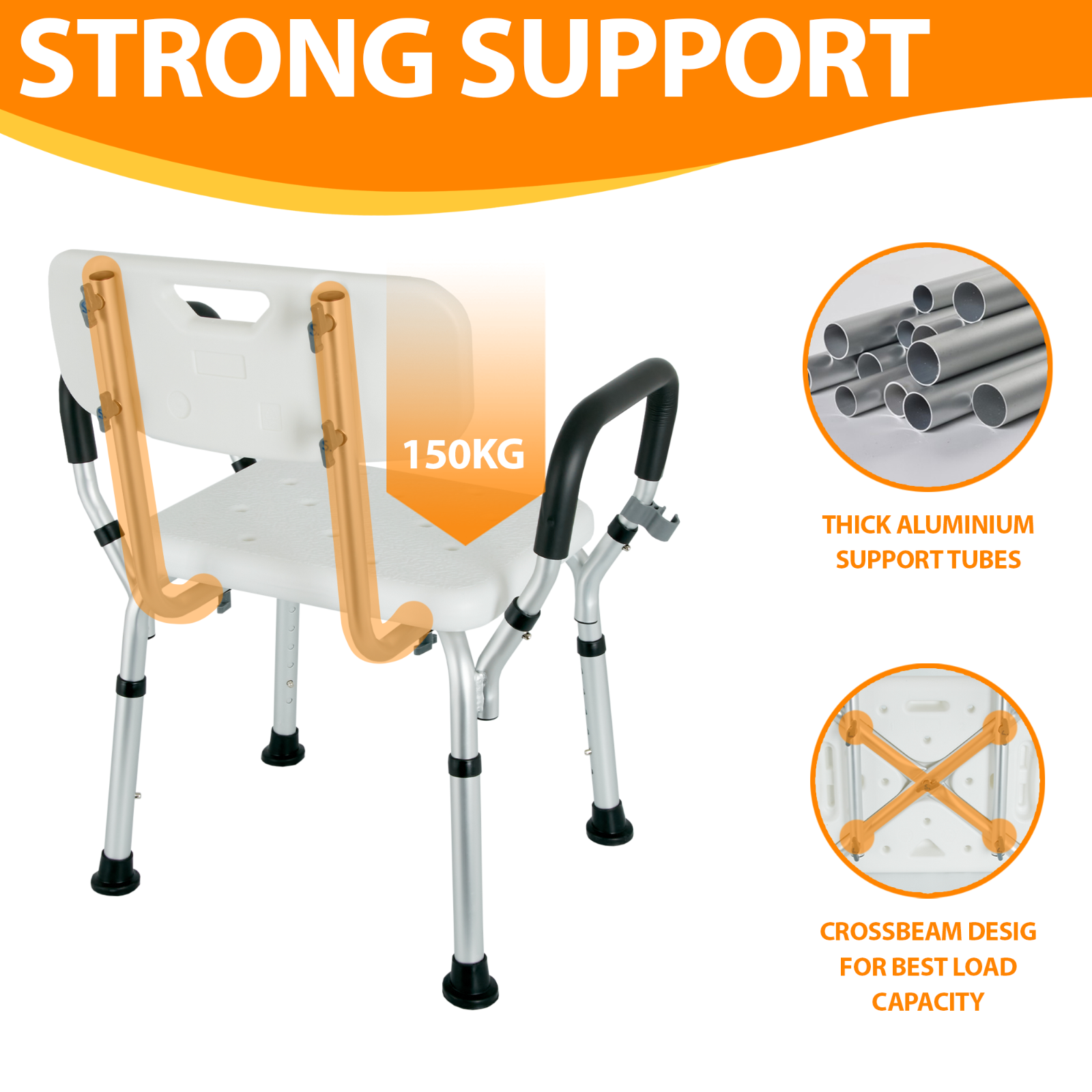 PORTABLE BATH CHAIR SHOWER STOOL SEAT BENCH BATHROOM ADJUSTABLE 5