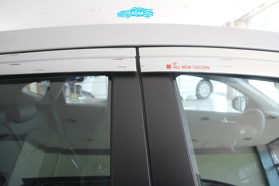 Visera de puerta cromada protector de ventilación de lluvia ventana 4 piezas C514 para Hyundai Genesis 2009~2013 Foto 4 de 4