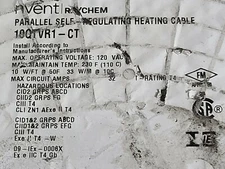 nVent/Raychem 10QTVR1-CT QTVR Self-Regulating Heating Cable 10W/Ft 120V /1ft