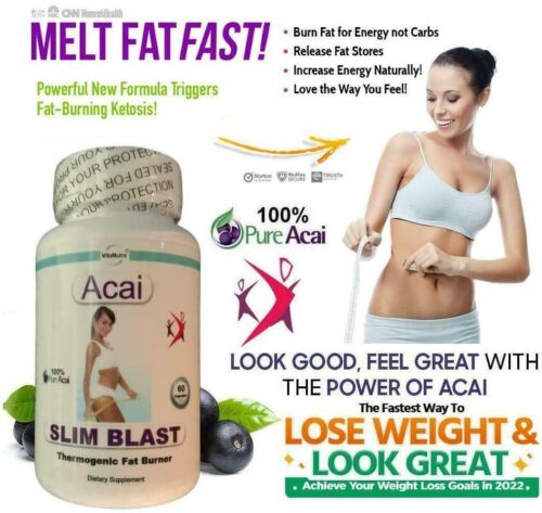 2 Acai Fat Burner Diet Pills Strong Weight Loss Slimming Tablets T5 Slim Blast - Picture 11 of 21