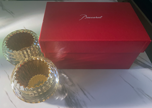 Baccarat Crystal Eye Votive Candle Holder - Gold - Set of 2 - Barely Used - Picture 2 of 8