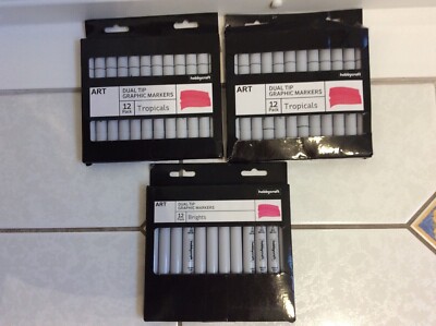 3 X PACKUNGEN DUAL TIP GRAFIKMARKER, 1 PACKUNG HELL, 2 PACKUNGEN TROPICALS, Kochfeld