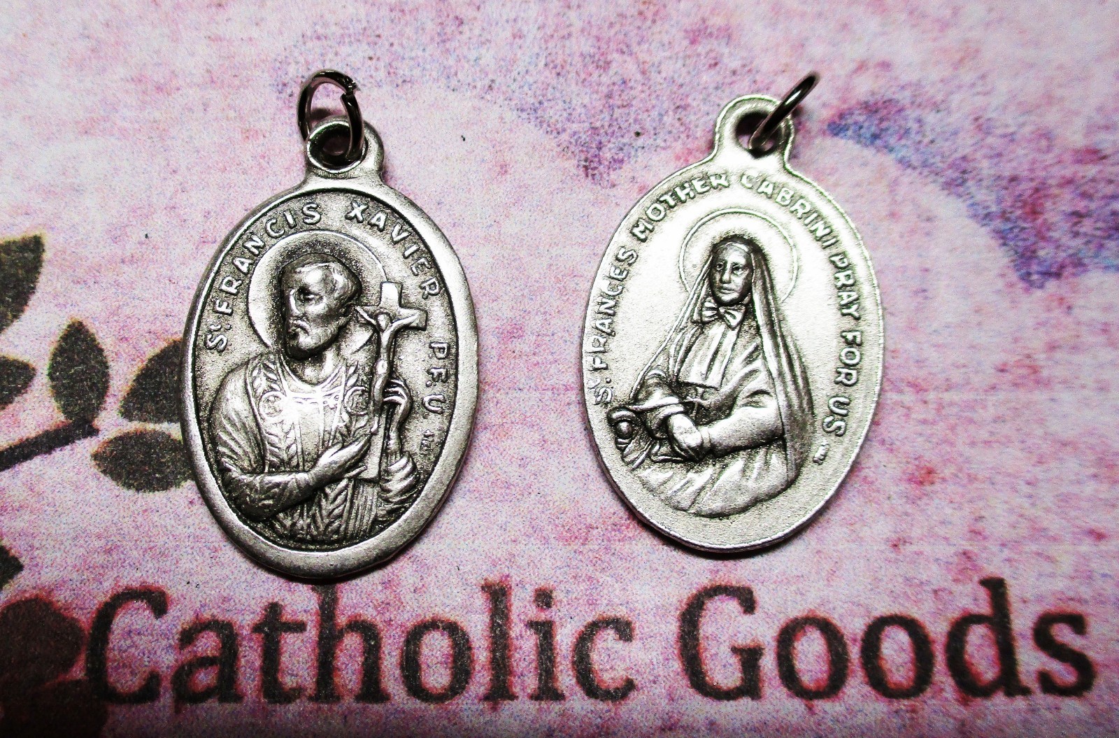 Saint Francis Xavier + St. Frances Cabrini - Italian Silver tone Ox 1 ...
