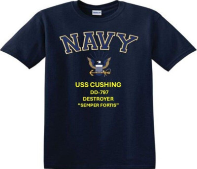 USS CUSHING  DD-797* DESTROYER*EAGLE SHIRT*NAVY OFFICIALLY LICENSED