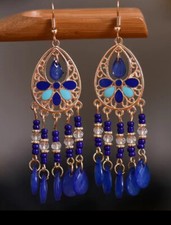 3  Gold-tone Earring Set Bohemian Retro Drop Dangle Hook New Free Ship 7449