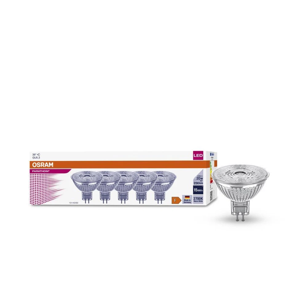 Herbst-Aktion: 5er Pack OSRAM GU5.3 LED Reflektor MR16 36° Abstrahlwinkel 2,6W