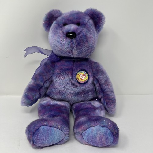 TY 2001 Beanie Babies Clubby IV Bear Official Club Blue Purple Tie Dye 14 inches - Picture 10 of 24