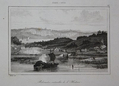 1850 Hudson river Fluss America Amerika USA Ansicht view Stahlstich engraving