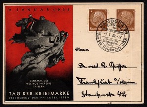 "Stamp Day" - Hamburg Germany 1938 - Private Postcard - MI PP 122