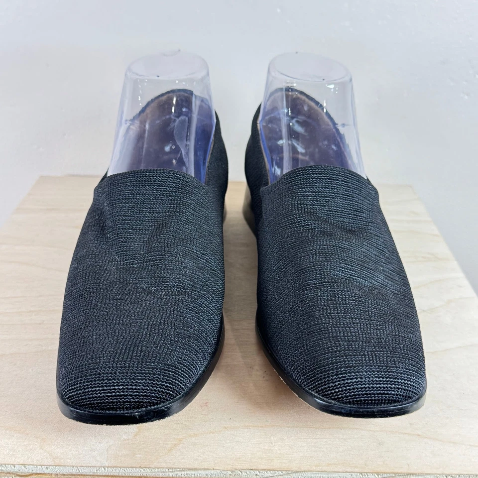 Mocasín de Colección Años 90 Para Mujer Puntera Cuadrada Negro Silencioso Lujo Cuero Tela 8.5 Foto 2 de 4