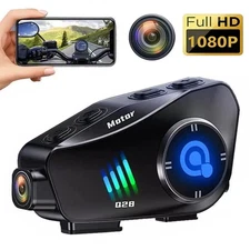 Bluetooth Motorcycle 1080P HD Camera Recorder Motorbike Helmet Headset Intercom