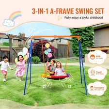 SucceBuy Swing Sets for Backyard 600lbs Capacity Swing Set with 1 Saucer Swing S