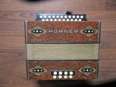 Vintage Hohner Pokerwork Accordion - 2 Row Diatonic Accordian Melodeon - GC