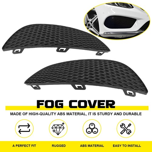 Pair Front Fog Bumper Light Cover Lamp Grille For 2015-2018 Mercedes Benz C300