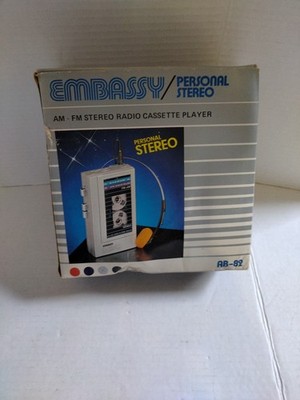 Vintage Embassy Personal Stereo AM-FM Stereo Radio Cassette New Old Stock 