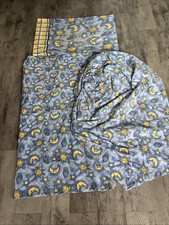 vtg 90s Blue, yellow Celestial Print Queen Si...