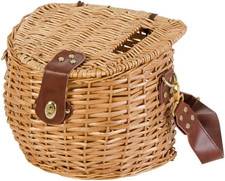 Cesto Portafunghi in Vimini Con Coperchio E Tracolla, 30X20X24 Cm