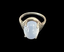 Vintage Art Deco Signed FA Sterling Silver Moonstone Ring Sz 8.75