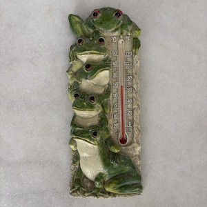Hand-Painted Thermometer Indoor/Outdoor Frog Toad 7.5” Resin SPOONTIQUES