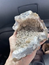 Luna Blue Agate And Quartz Druzy Very Nice Display Piece